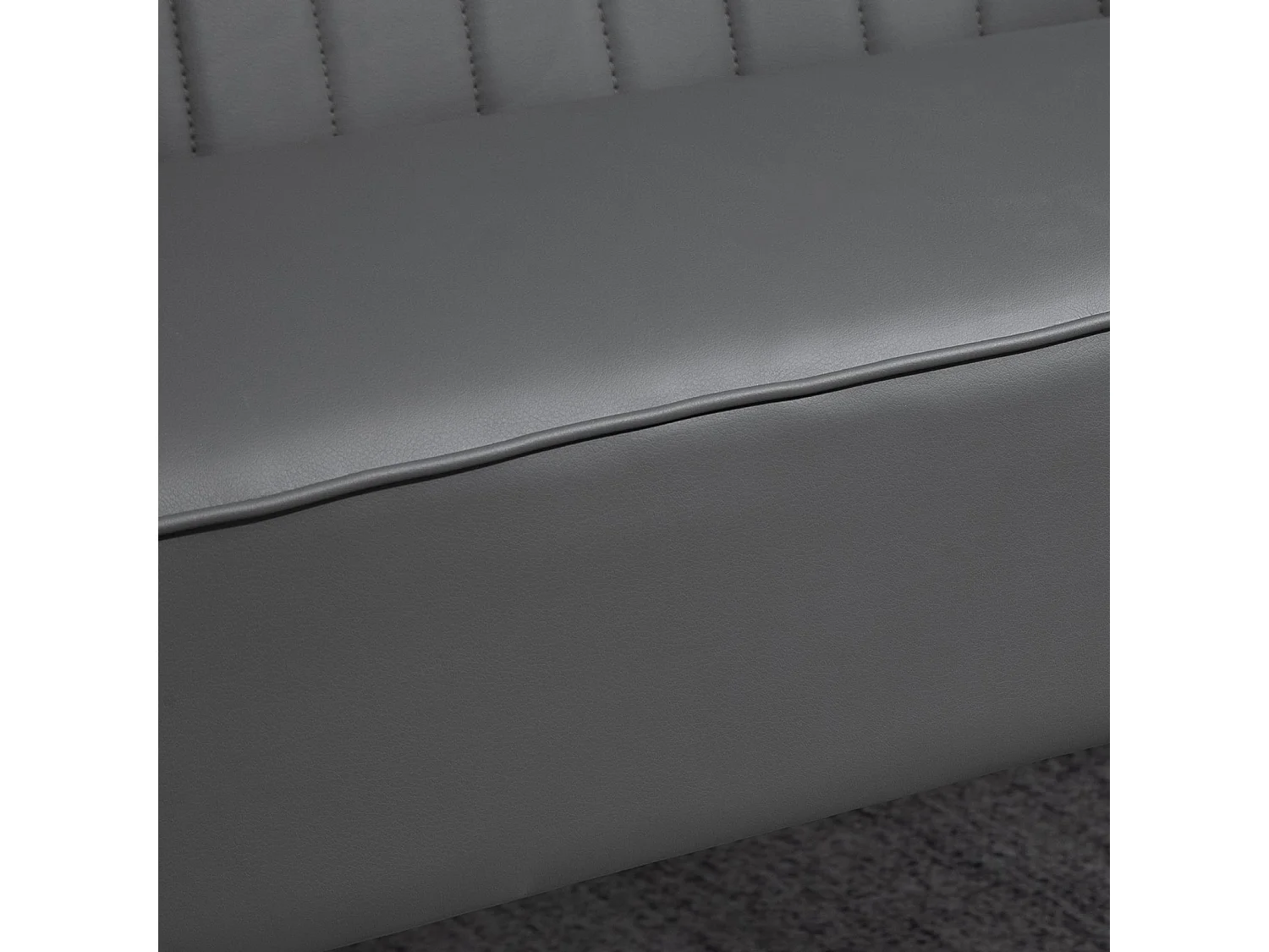 Easycomfort Divano A 2 Posti Dal Design Moderno, Telaio In Legno E Rivestimento In Pelle Sintetica Grigia, 108.5 X 61 X 79cm