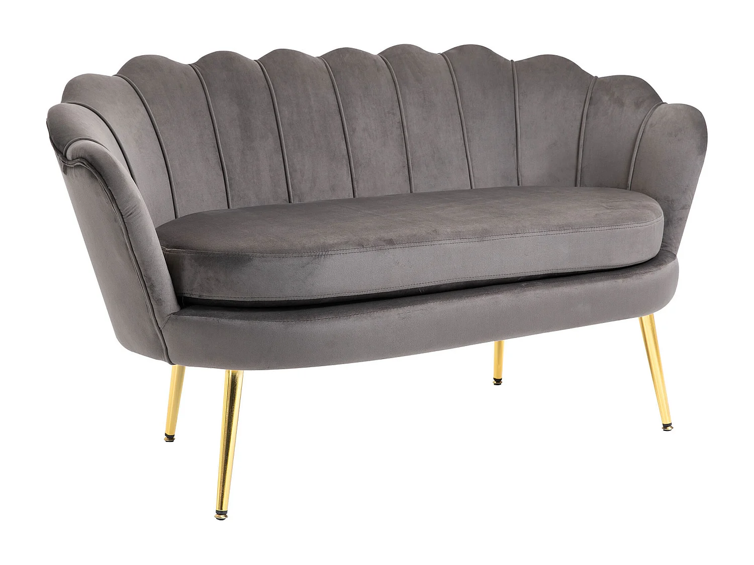 EasyComfort Divanetto 2 Posti in Tessuto Effetto Velluto con Braccioli, Divano Moderno con Seduta Imbottita per Camera da Letto e Soggiorno, 133x63x75cm, Grigio