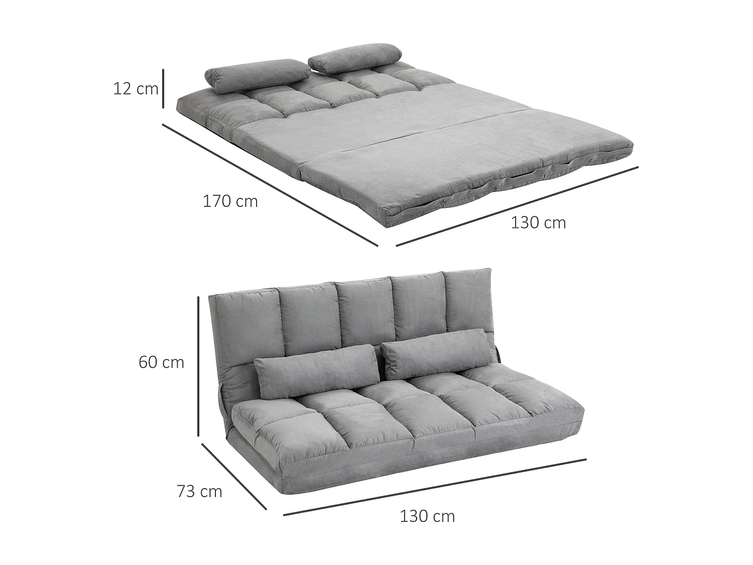 Easycomfort Divano Da Terra Pieghevole A Lettino, Schienale Reclinabile Su 7 Livelli E Cuscini, Divano Moderno Per Tv, Giochi, Lettura, Yoga, Ufficio