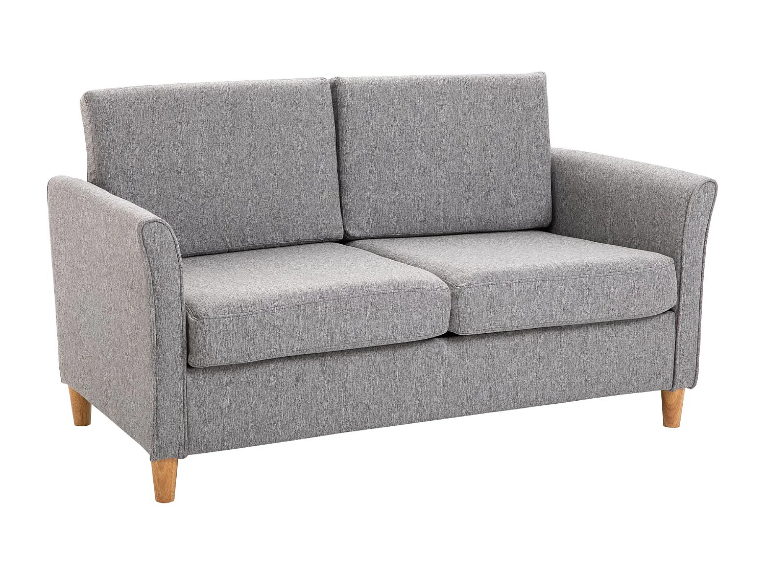 EasyComfort Divano Due Posti Linea Moderna e Compatta in Lino Grigio e Legno (70cmx141cmx78cm)