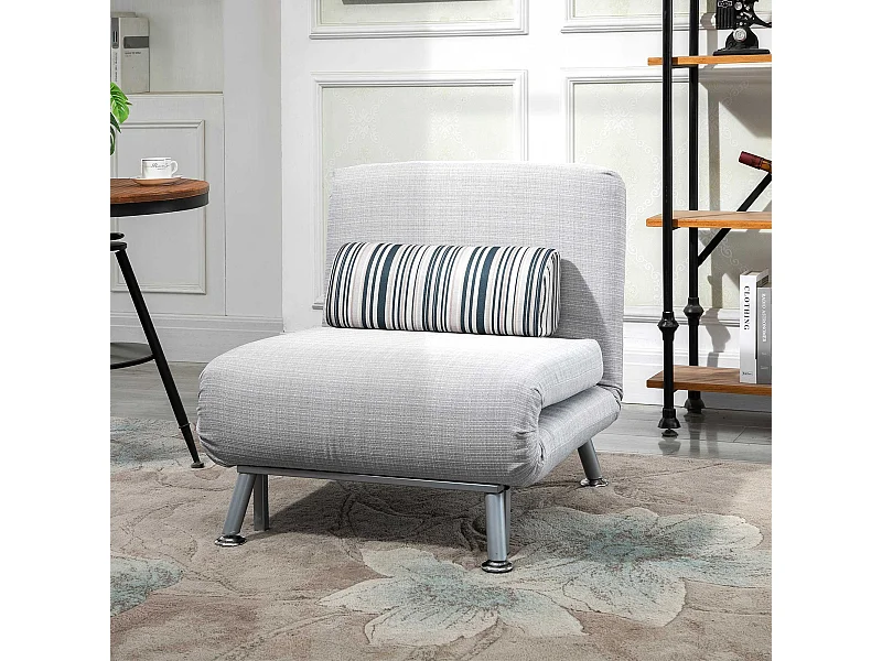 Easycomfort Poltrona Letto Singolo, Poltrona Con Materasso E Cuscino Imbottito Sfoderabili - Schienale Regolabile 90-180° E Telaio In Metallo - 75x70