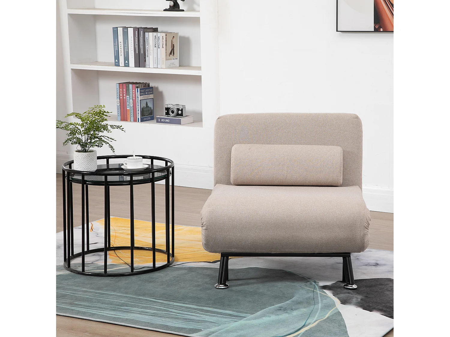 Easycomfort Poltrona Letto Singolo, Poltrona Con Materasso E Cuscino Imbottito Sfoderabili - Schienale Regolabile 90-180° E Telaio In Metallo - 75x70