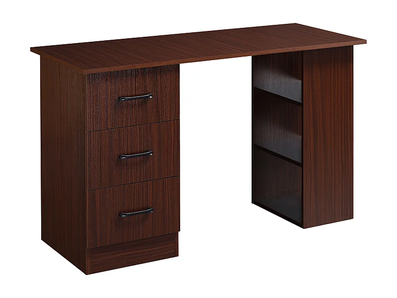 EasyComfort Scrivania per Ufficio con 3 Cassetti e 3 Ripiani Aperti in Legno, 120x49x72cm, Noce