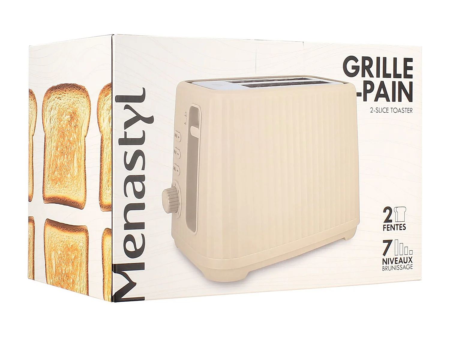 Menastyl - Grille Pain 2 Tranches En Polypropylene Creme Strie