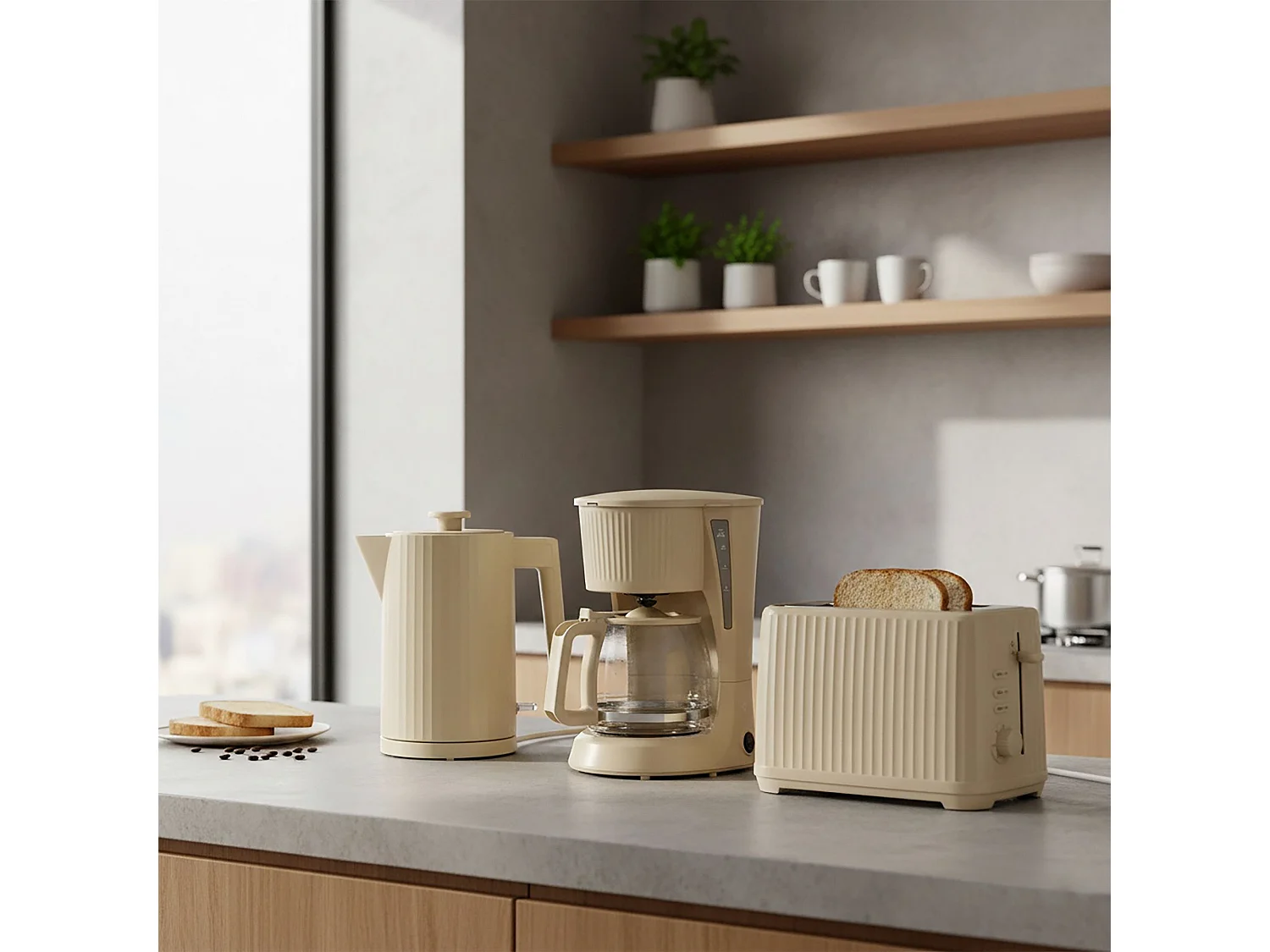 Menastyl - Grille Pain 2 Tranches En Polypropylene Creme Strie