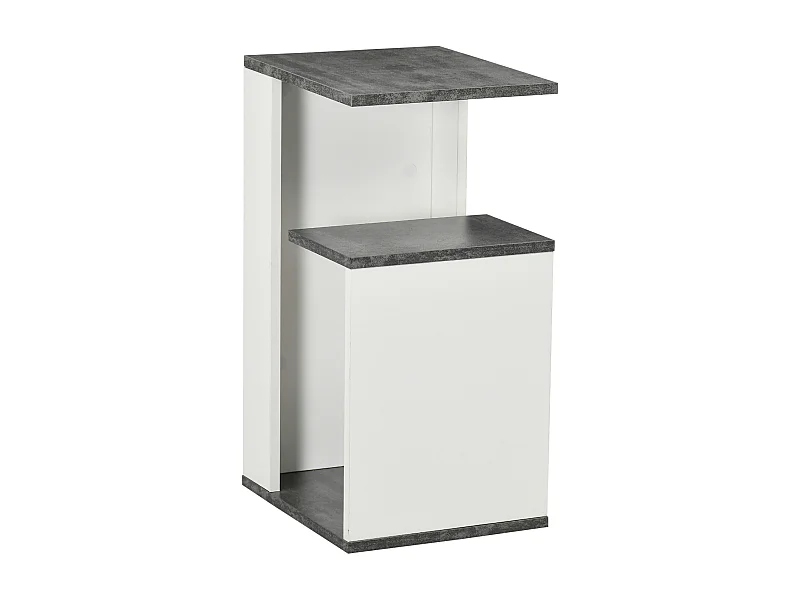 EasyComfort Comodino con Ripiano Aperto in Truciolato dal Design Irregolare, 35x29.5x60 cm, Grigio e Bianco