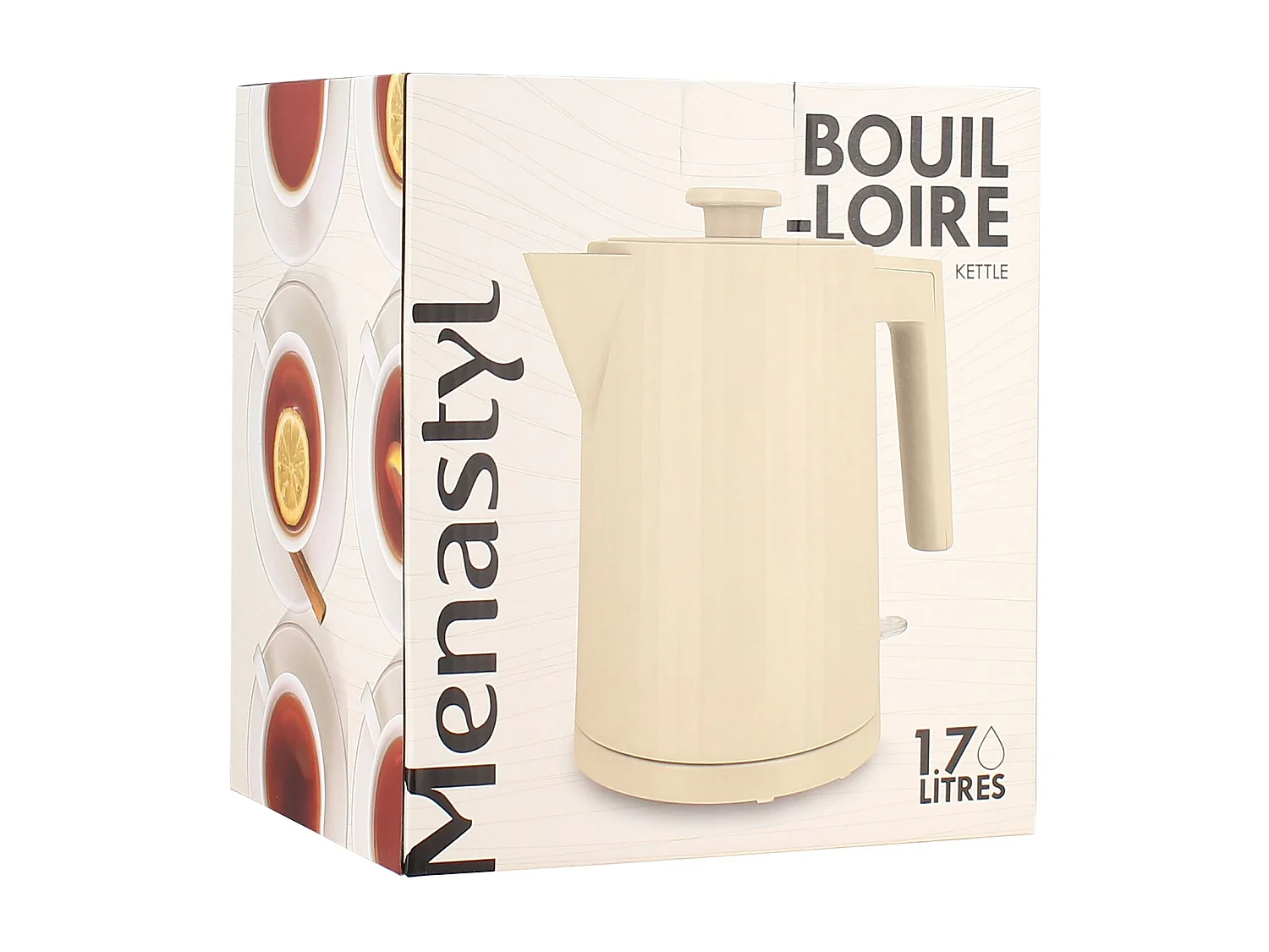Menastyl - Bouilloire 1.7l En Polypropylene Creme Strie