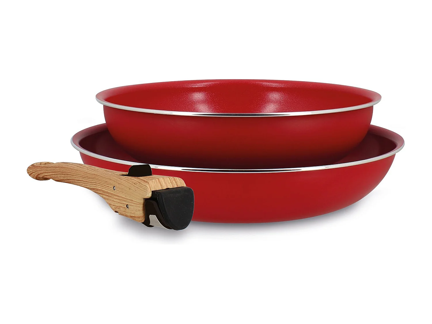 Menastyl - Lot De 2 Poeles Colorama 22 Et 26cm En Aluminium Magenta Avec Poignee