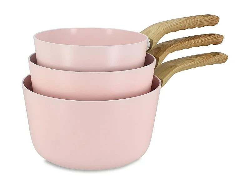 Menastyl - Lot De 3 Casseroles Colorama En Aluminium Recycle Rose Induction