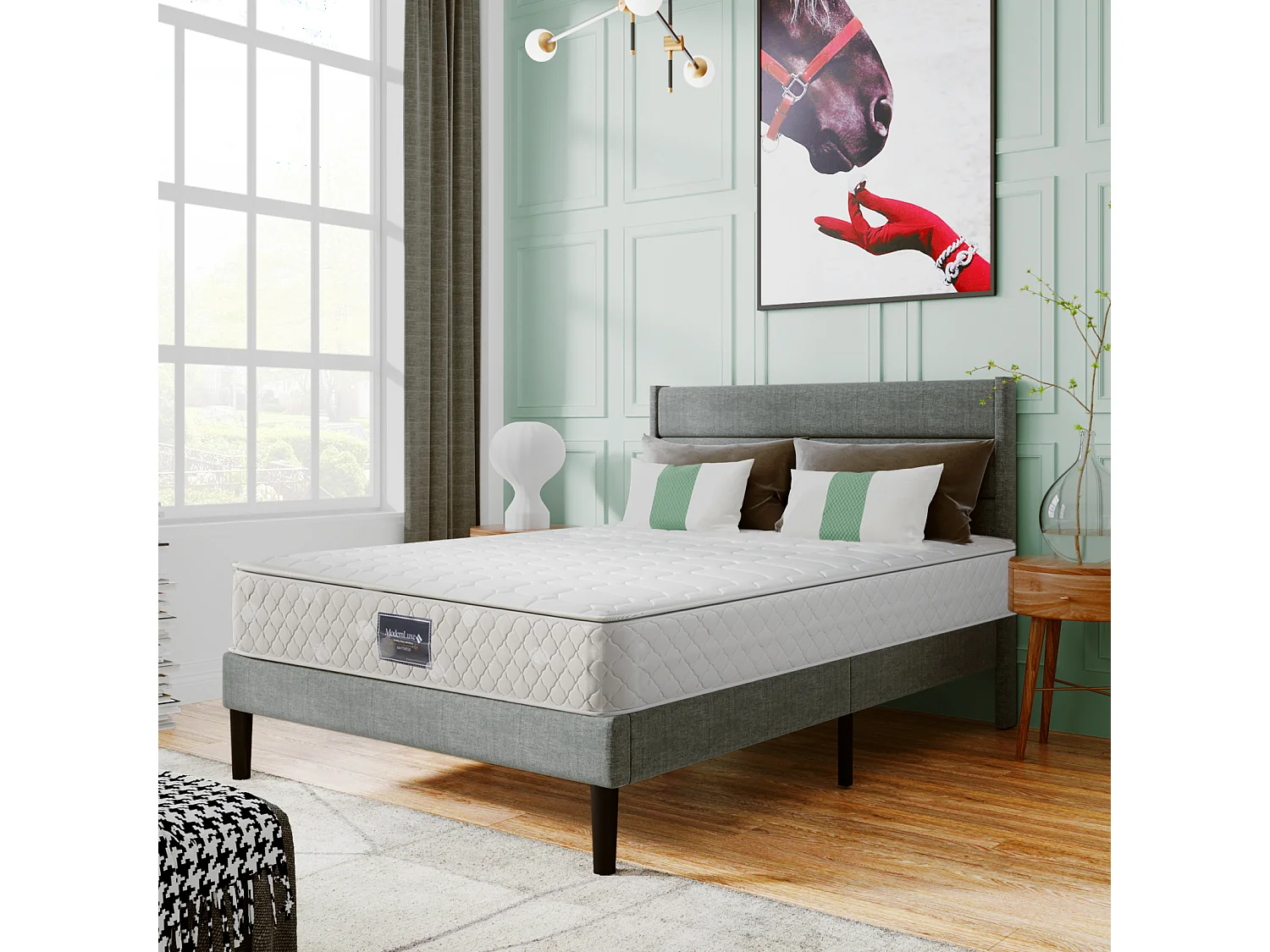 Matelas à ressorts ensachés 160x200x25 cm, 7 zones en mousse froide, H3, certifié Oeko-Tex, avec housse microfibre