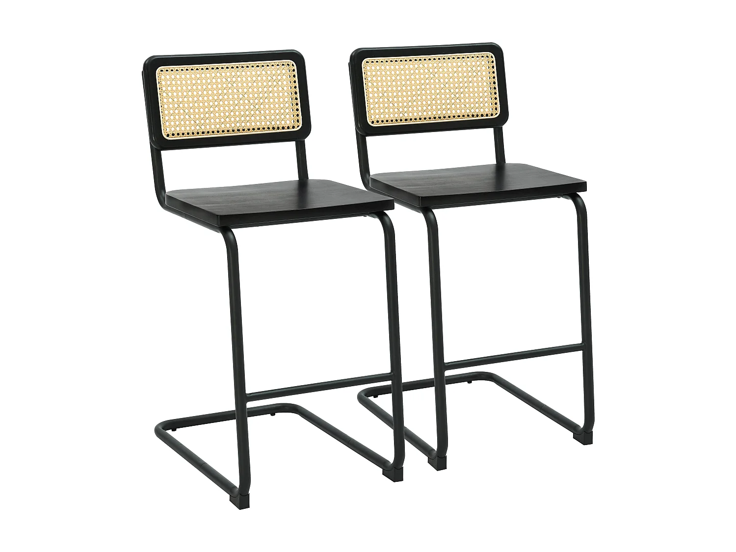 Lot de 2 chaises hautes en métal et bois noir