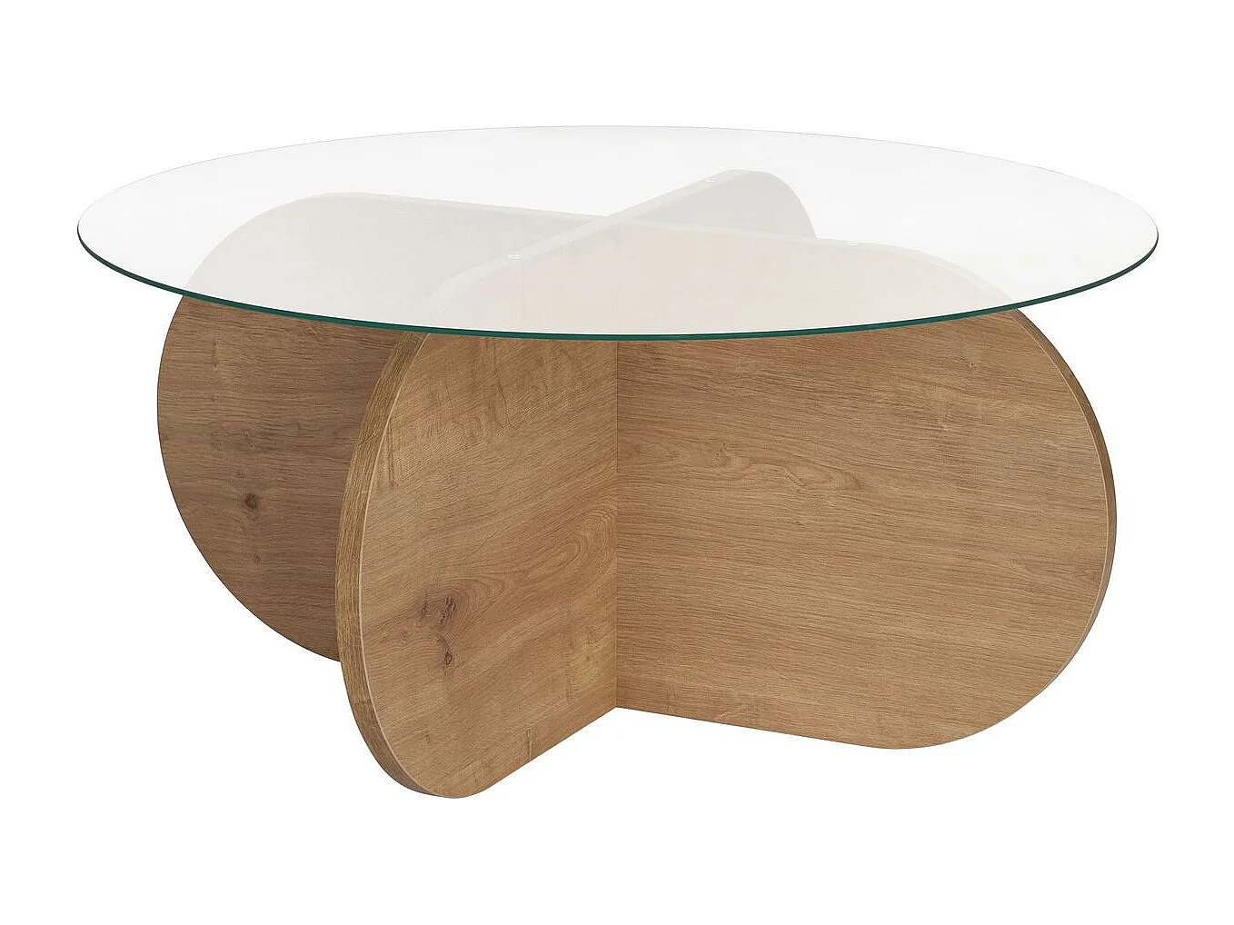 Table basse en bois "Aeris" - 75 x 75 x 35 cm - Chêne SaphirTransparent