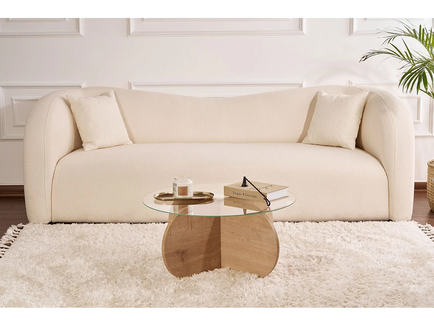 Table basse en bois "Aeris" - 75 x 75 x 35 cm - Chêne SaphirTransparent