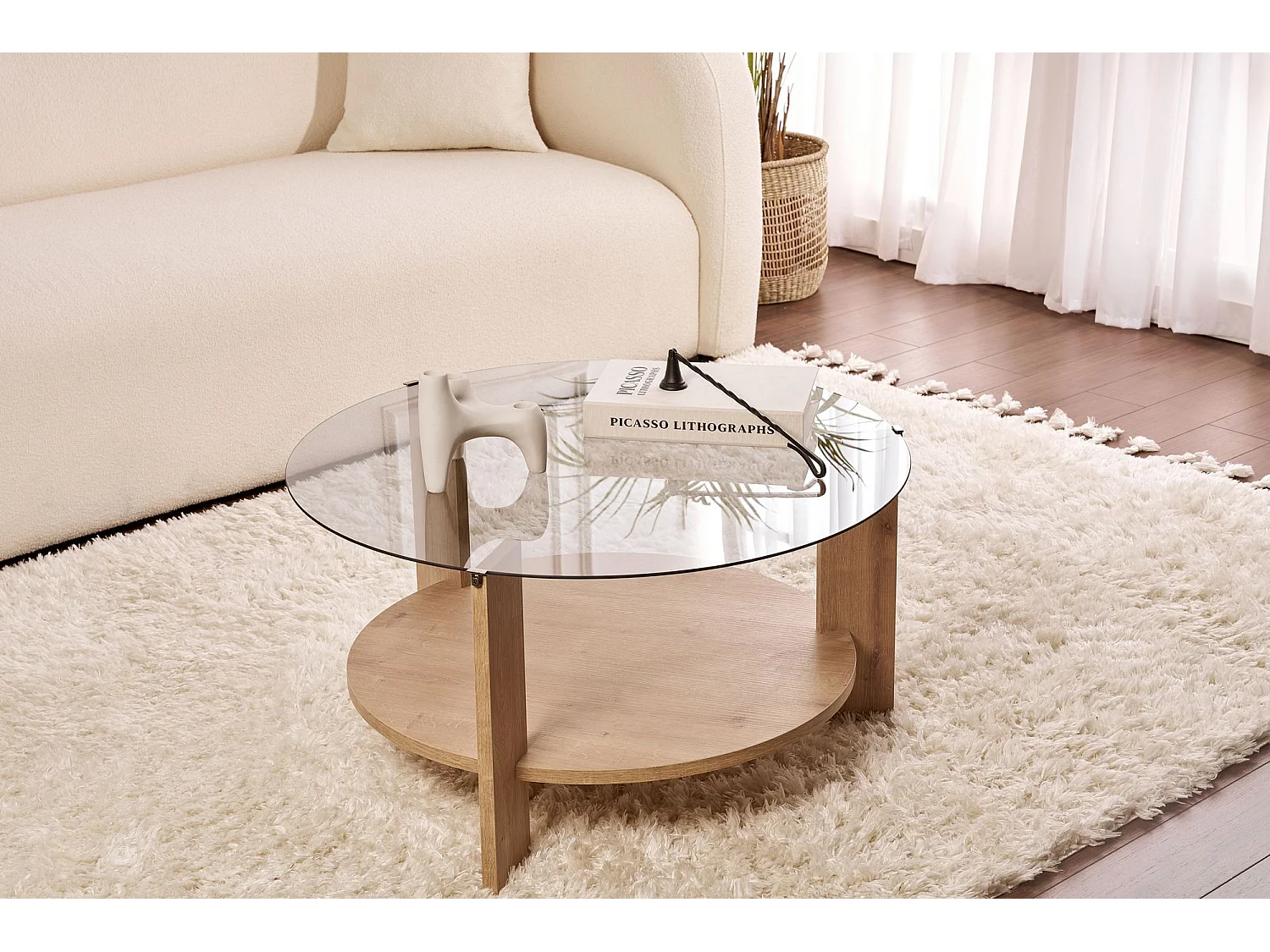 Table basse en bois "Clara" - 75 x 75 x 40 cm - Chêne SaphirFumées