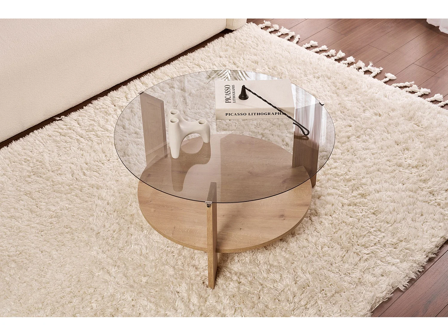 Table basse en bois "Clara" - 75 x 75 x 40 cm - Chêne SaphirFumées