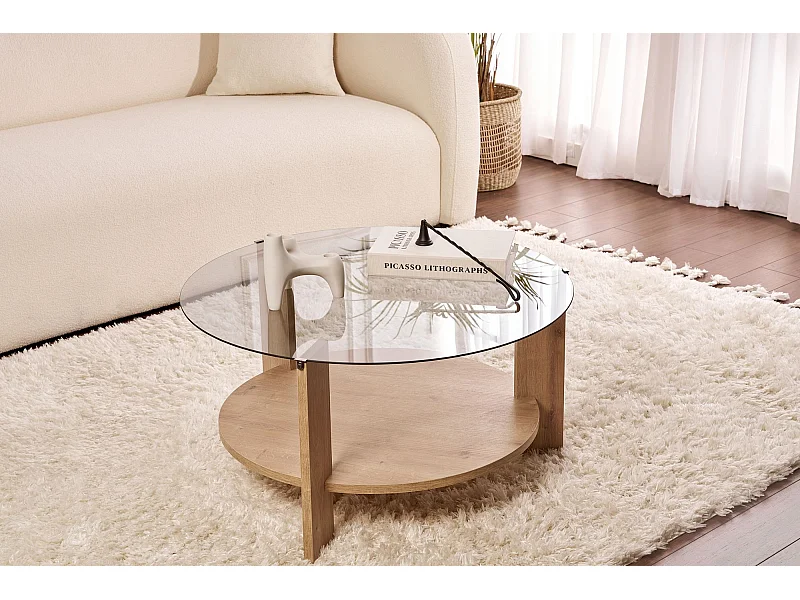 Table basse en bois "Clara" - 75 x 75 x 40 cm - Chêne SaphirFumées