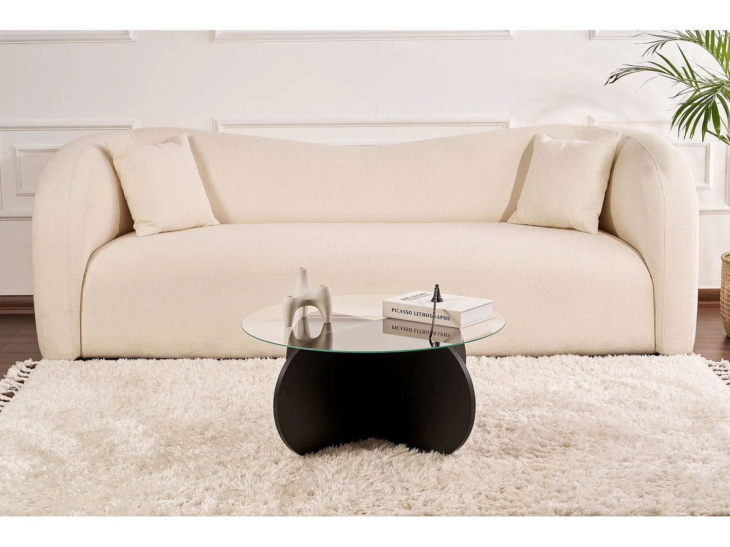 Table basse en bois "Aeris" - 75 x 75 x 35 cm - Bois NoirFumée