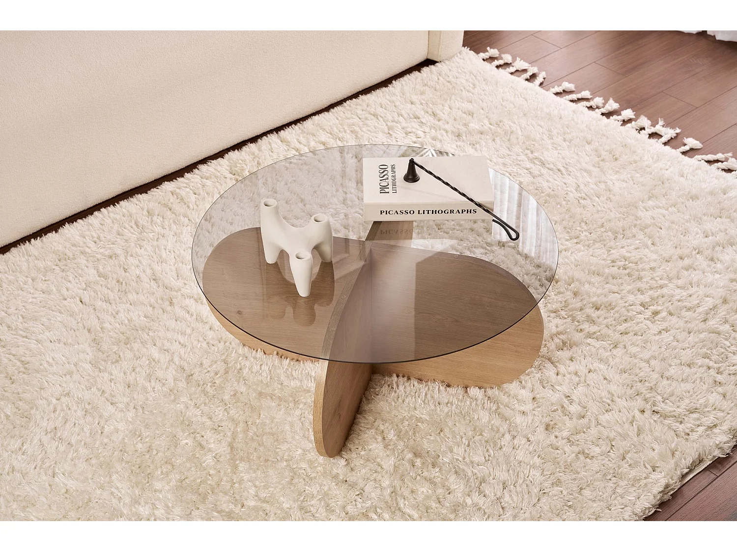 Table basse en bois "Aeris" - 75 x 75 x 35 cm - Chêne SaphirFumées