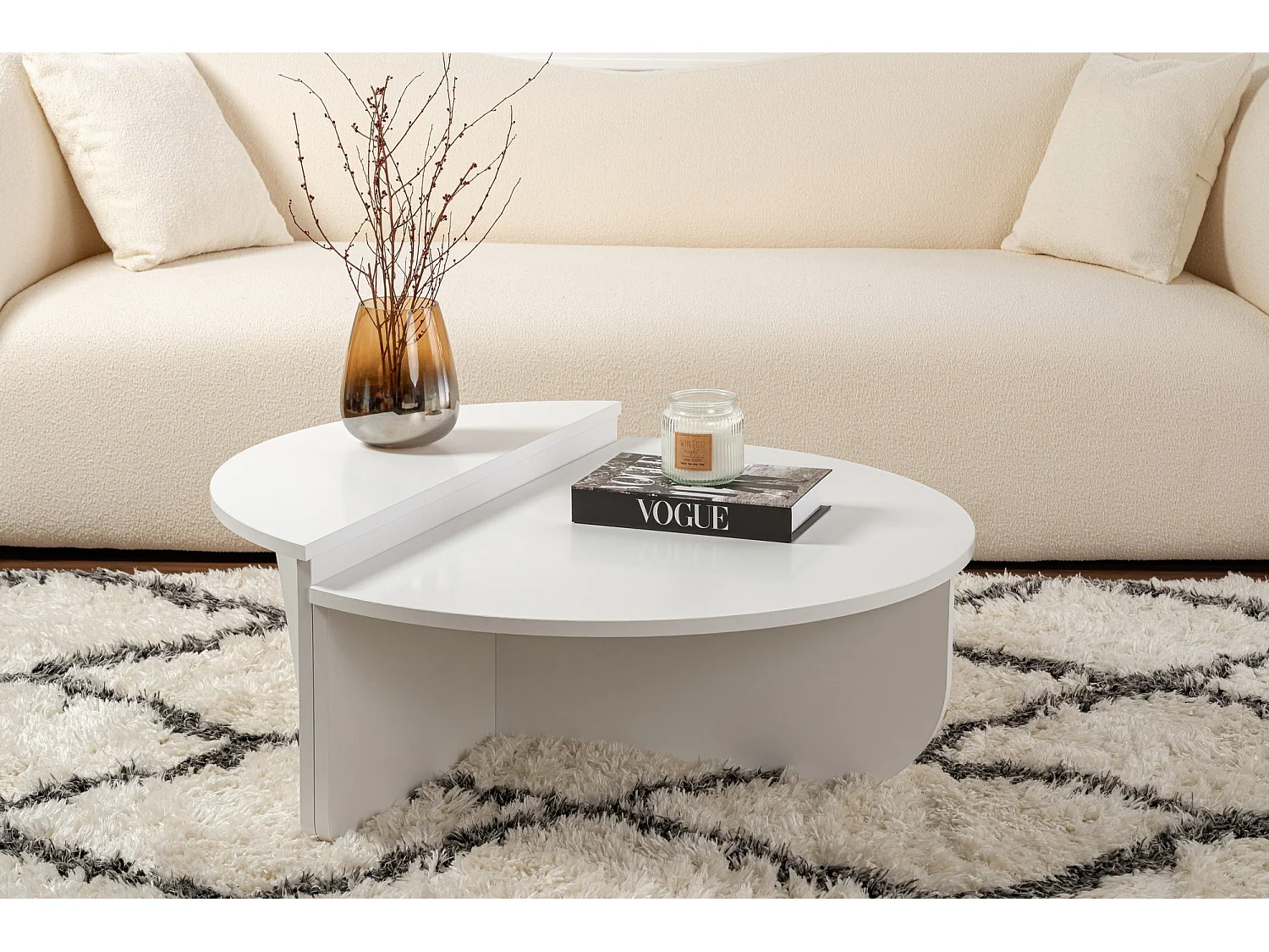 Table basse en bois "Orion" - 90 x 60 x 30 cm - Blanc