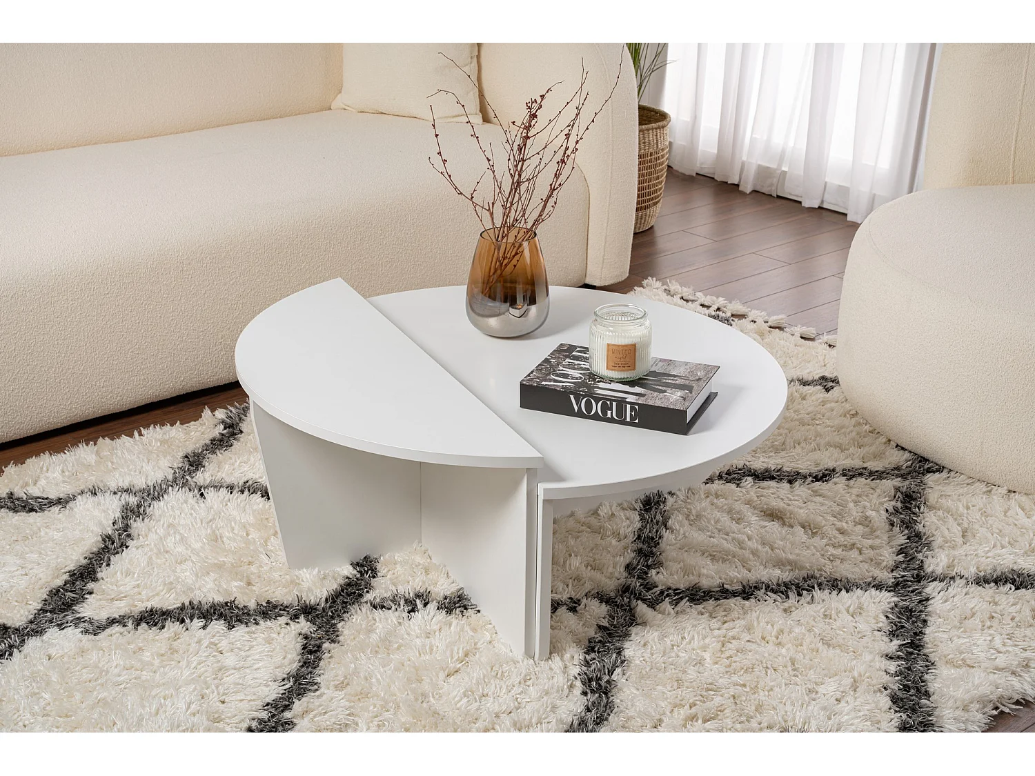 Table basse en bois "Orion" - 90 x 60 x 30 cm - Blanc