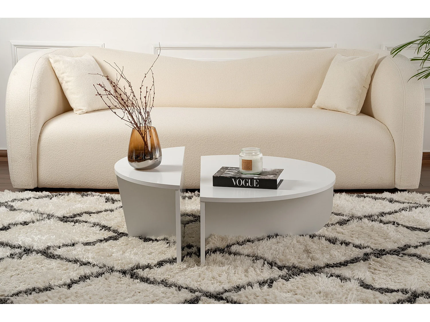 Table basse en bois "Orion" - 90 x 60 x 30 cm - Blanc