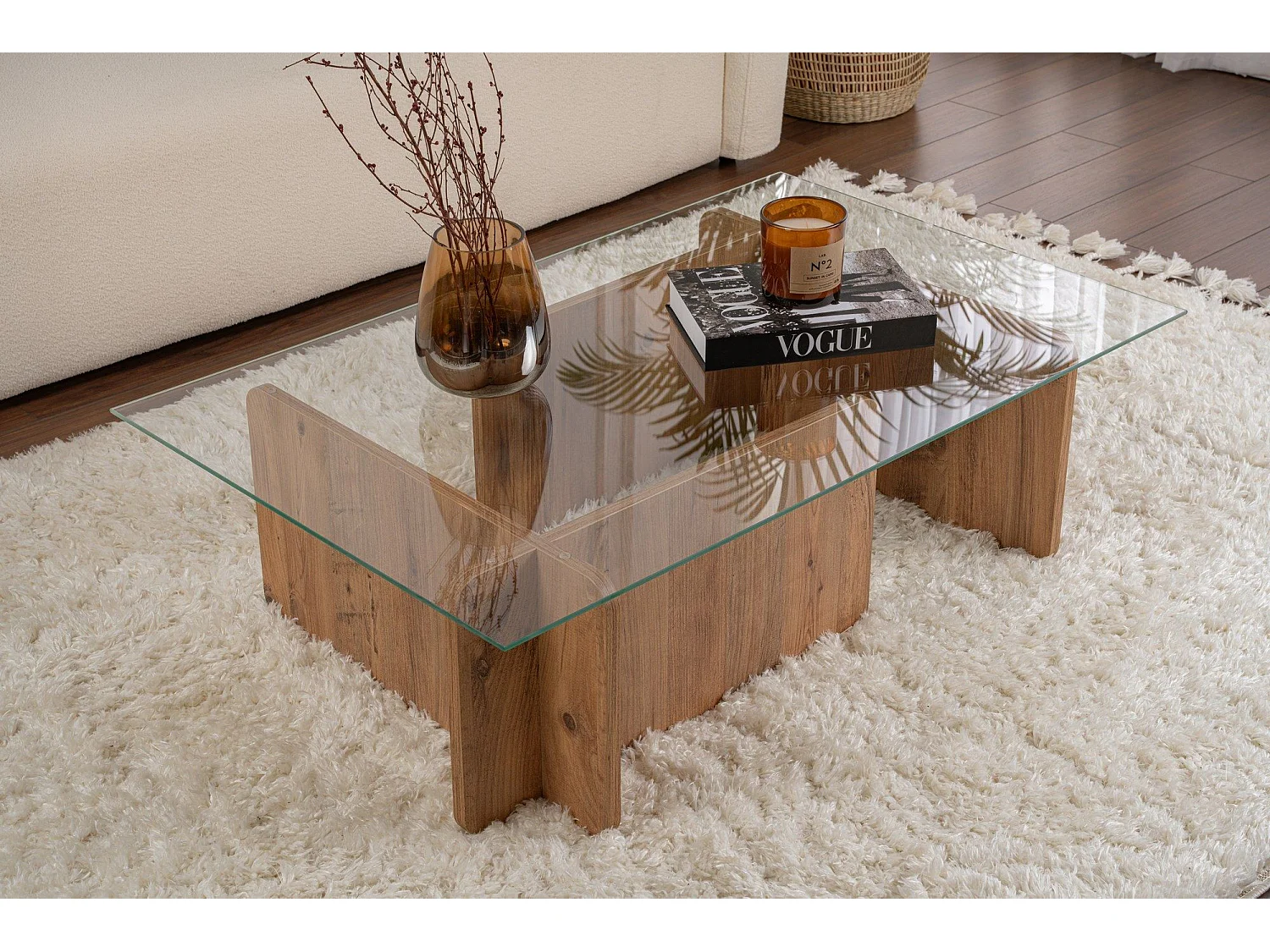 Table basse en bois "Flavio" - 105 x 65 x 30 cm - Pin atlantique