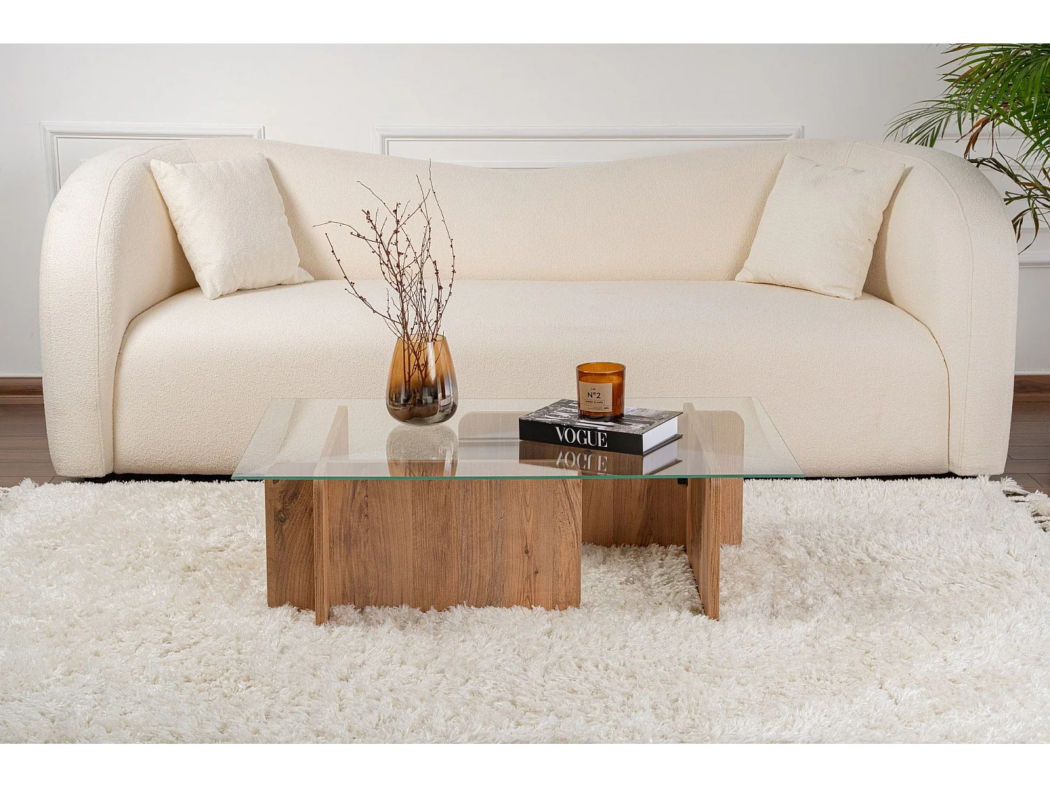 Table basse en bois "Flavio" - 105 x 65 x 30 cm - Pin atlantique