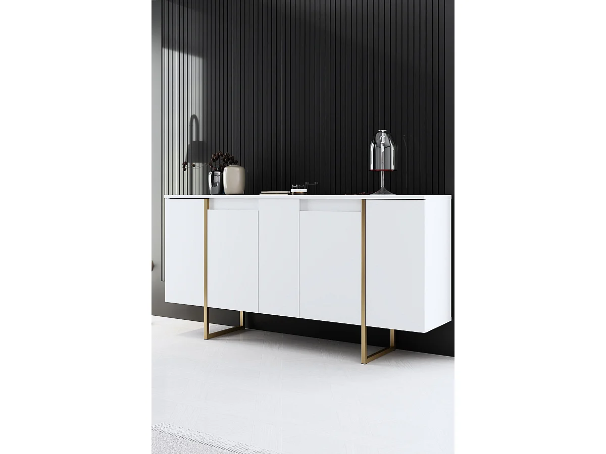 Buffet en bois "Luxe" - 160 x 35 x 80 cm - Or blanc