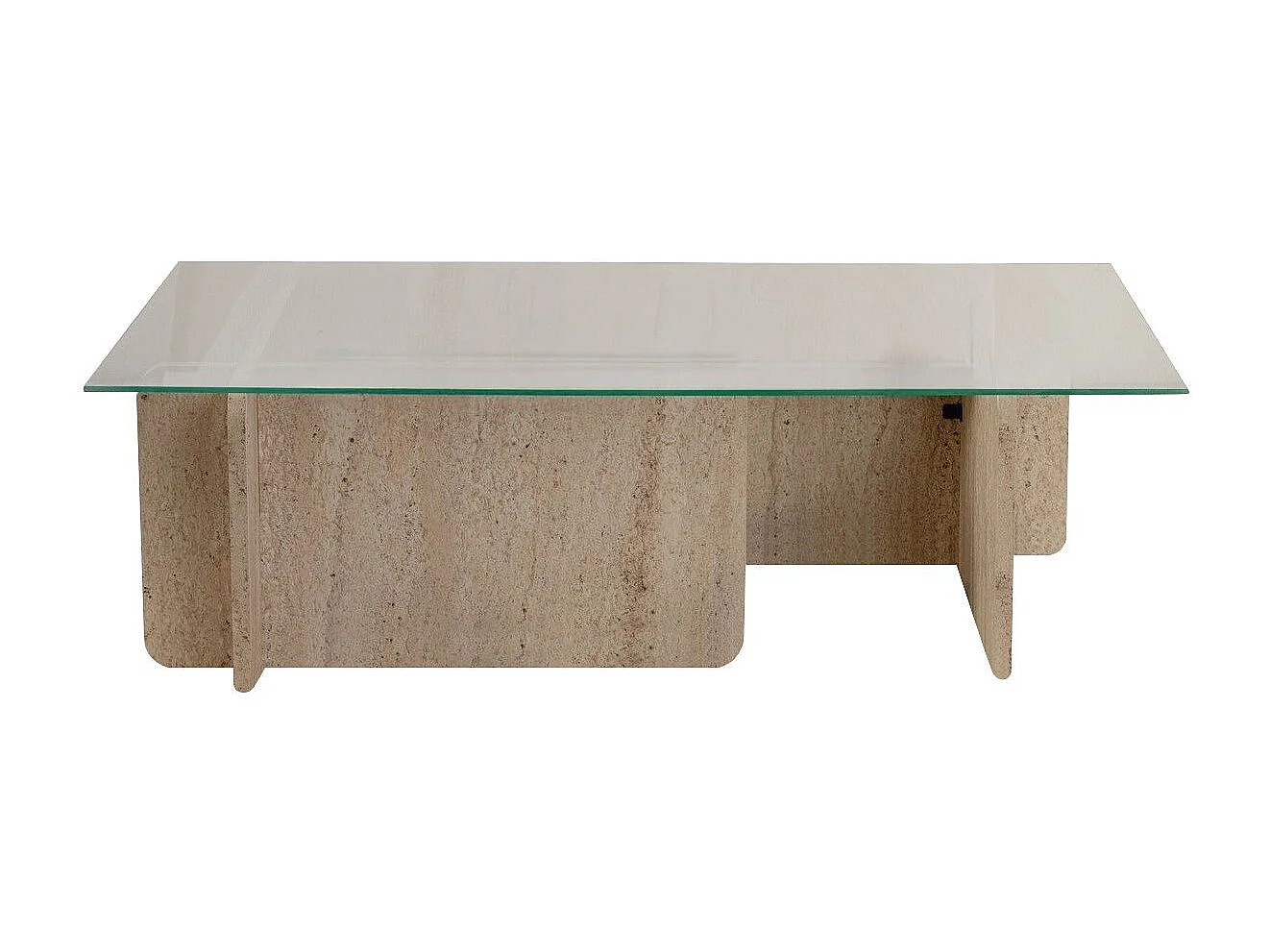 Table basse en bois "Flavio" - 105 x 65 x 30 cm - Travertin
