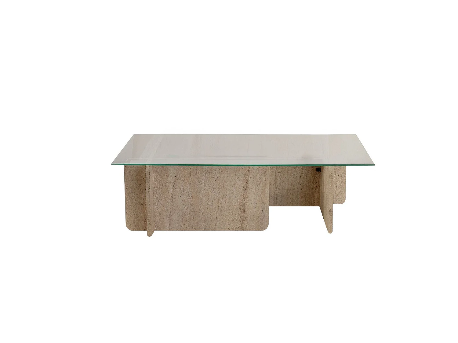 Table basse en bois "Flavio" - 105 x 65 x 30 cm - Travertin
