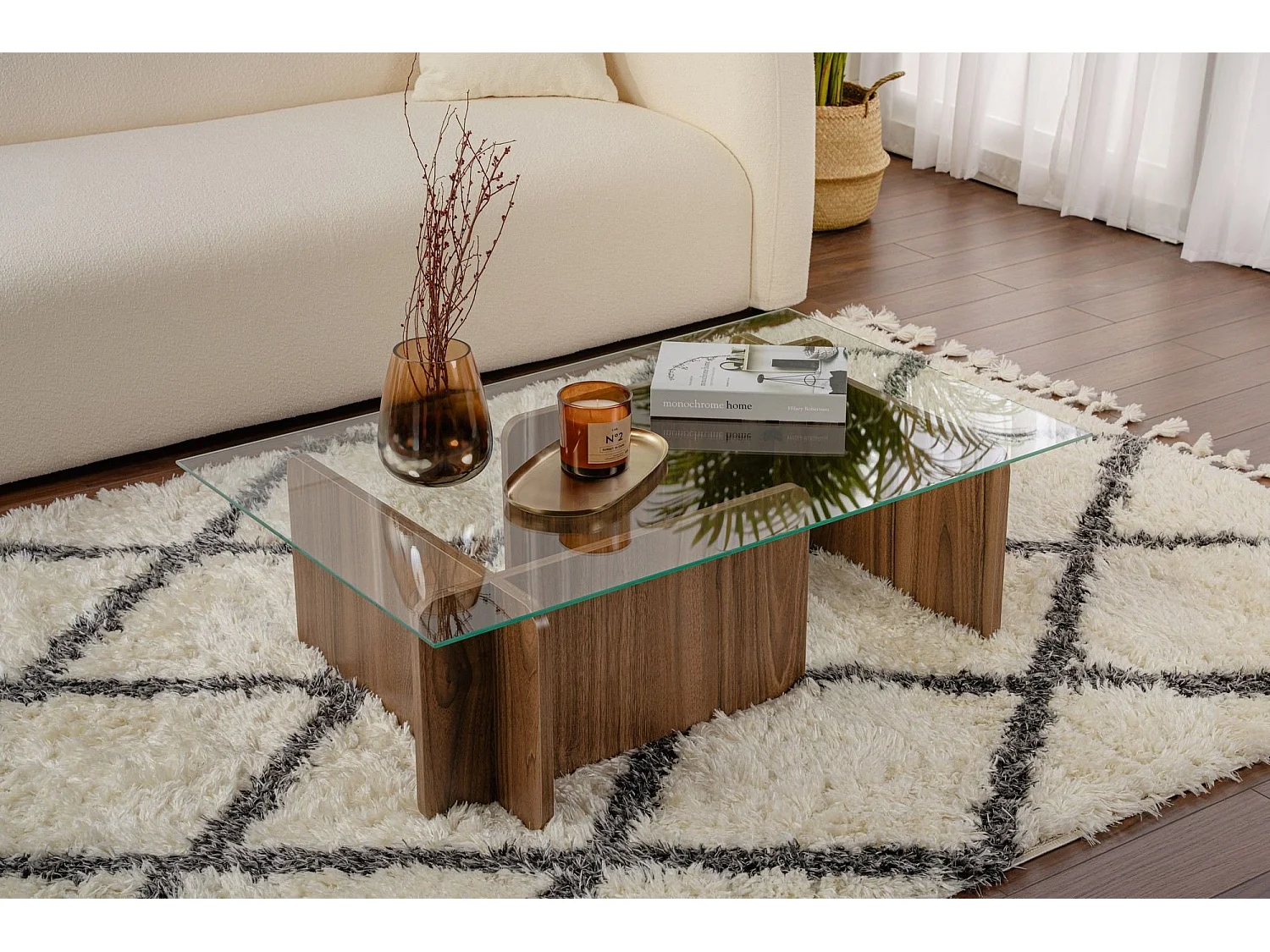 Table basse en bois "Flavio" - 105 x 65 x 30 cm - Noyer