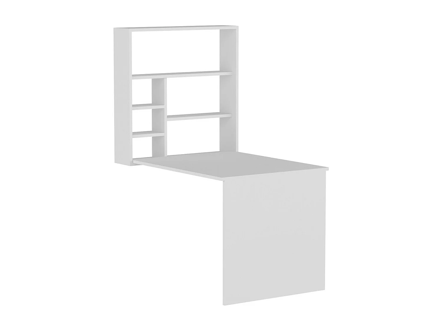 Białe biurko drewniane "Sedir" 90x59x154 cm z 5 półkami, nowoczesny design i wbudowane przechowywanie