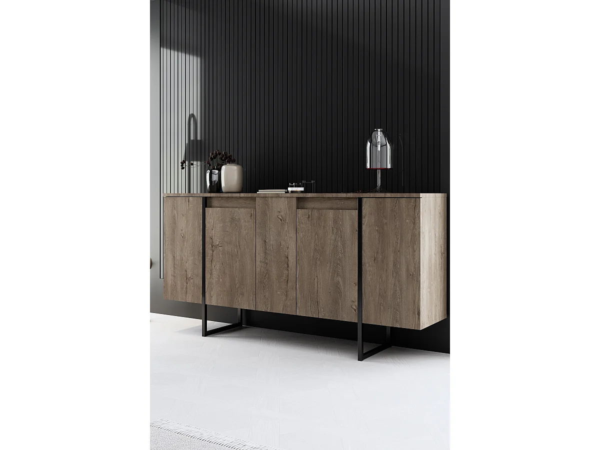 Buffet en bois "Luxe" - 160 x 35 x 80 cm - Noyer Noir