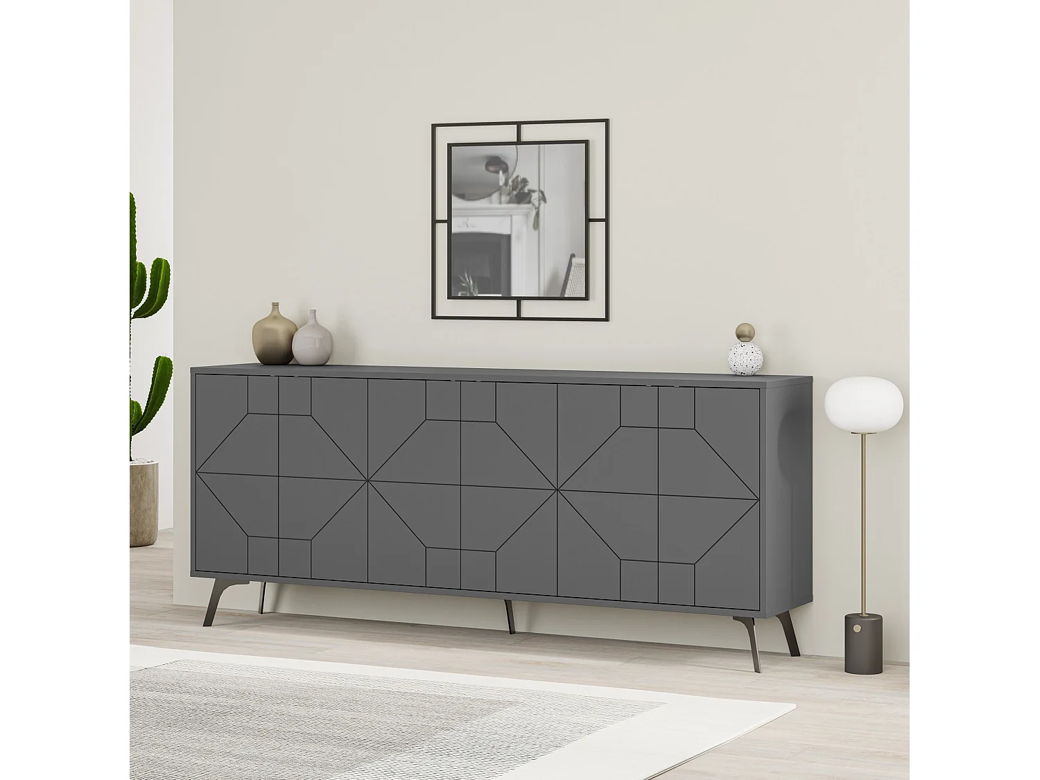Buffet en bois "Dune" - 183 x 35 x 77 cm - Anthracite