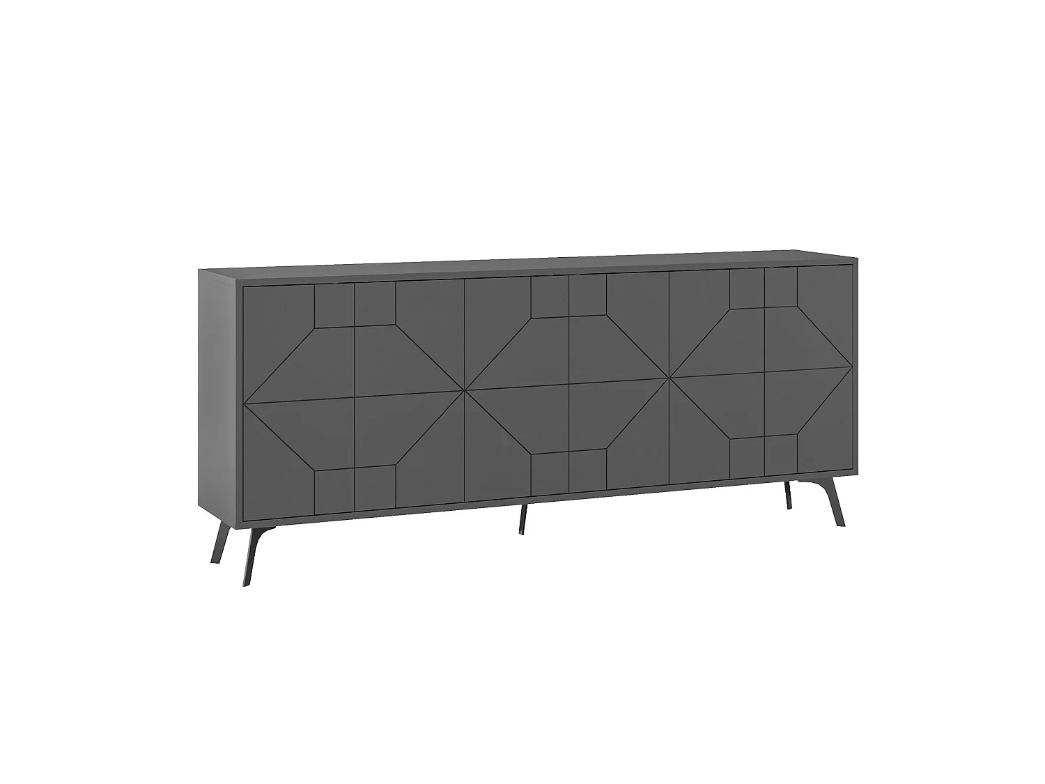 Modern Träbuffé "Dune" - Antracit - 183 x 35 x 77 cm - 4 Dörrar