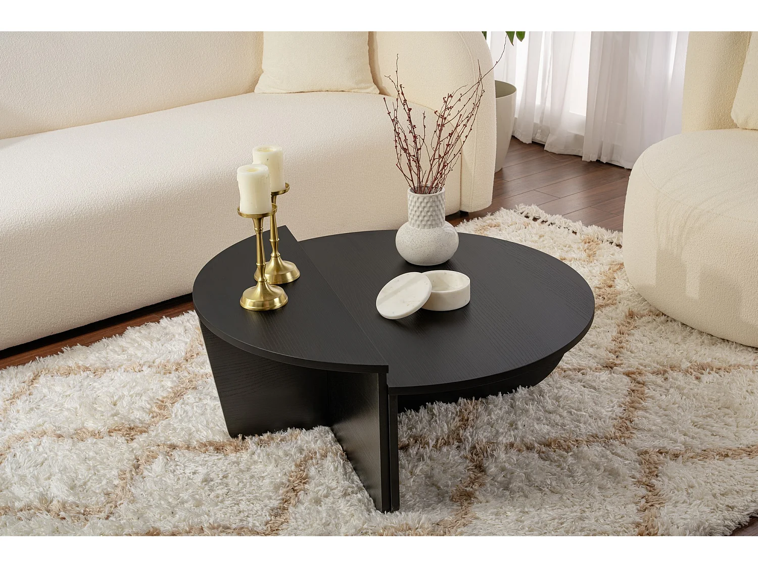 Table basse en bois "Orion" - 90 x 60 x 30 cm - Bois Noir