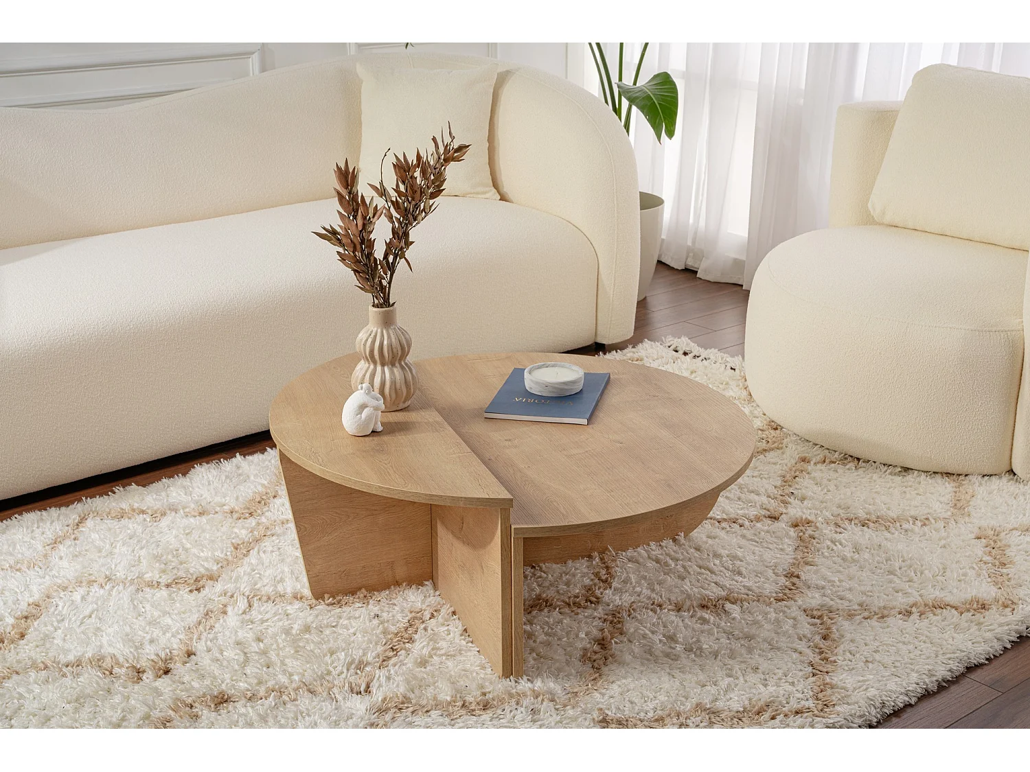 Table basse en bois "Orion" - 90 x 60 x 30 cm - Chêne miel