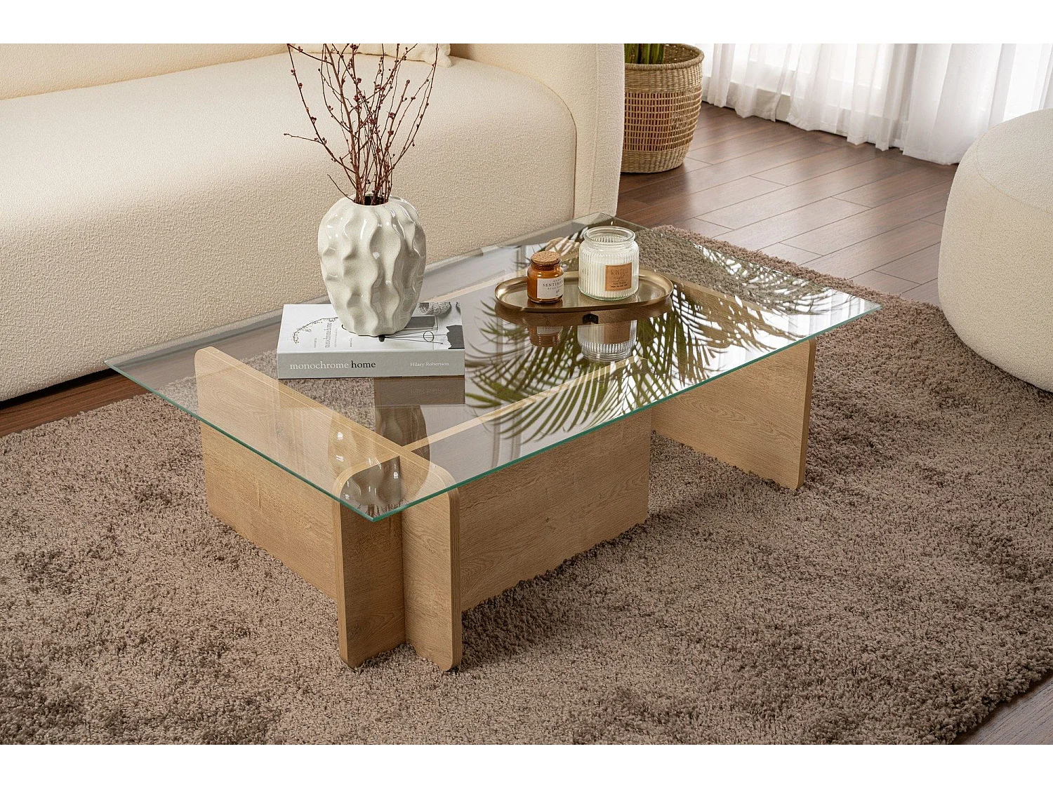 Table basse en bois "Flavio" - 105 x 65 x 30 cm - Chêne