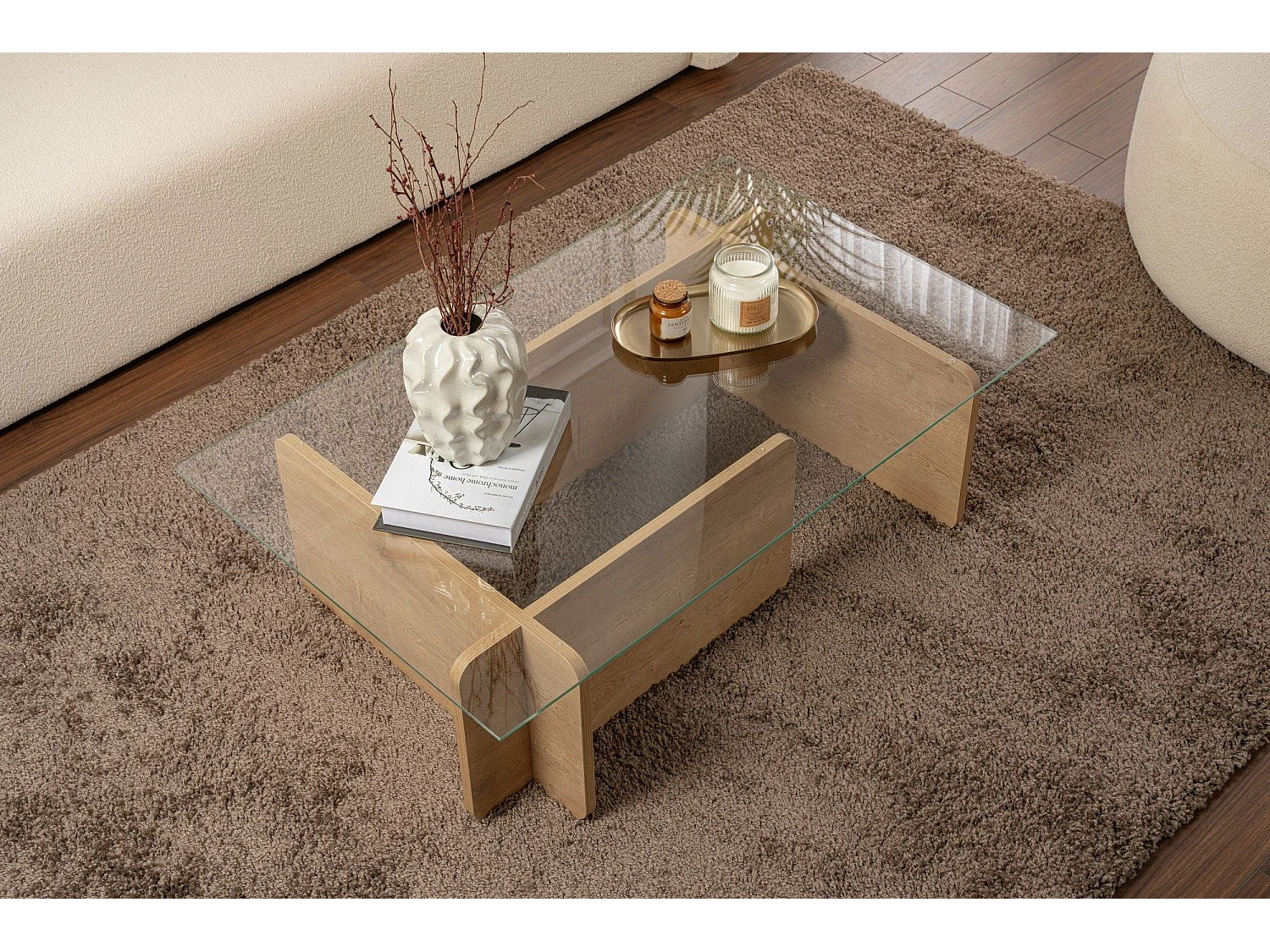 Table basse en bois "Flavio" - 105 x 65 x 30 cm - Chêne