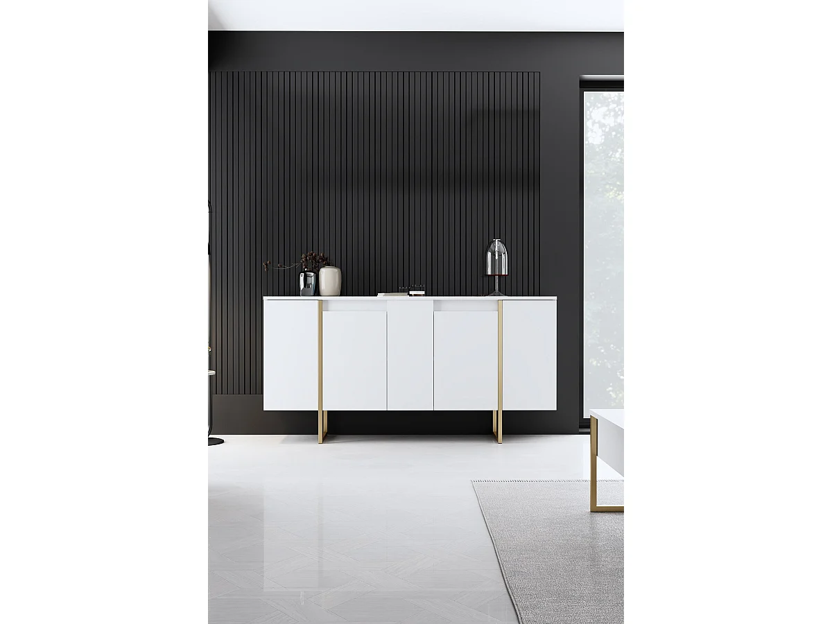 "Lyx" Träbuffé - Anthracite Doré - 160 x 35 x 80 cm - 4 Dörrar