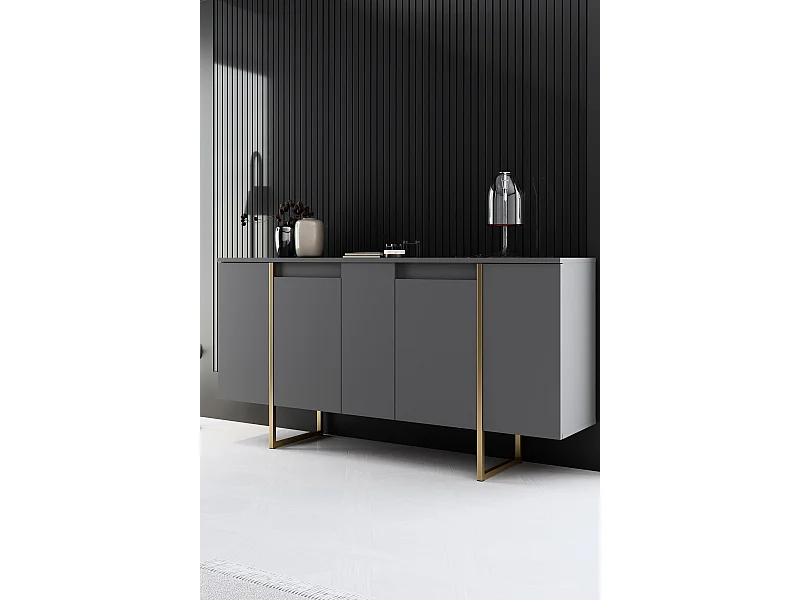Buffet en bois "Luxe" - 160 x 35 x 80 cm - Anthracite Doré