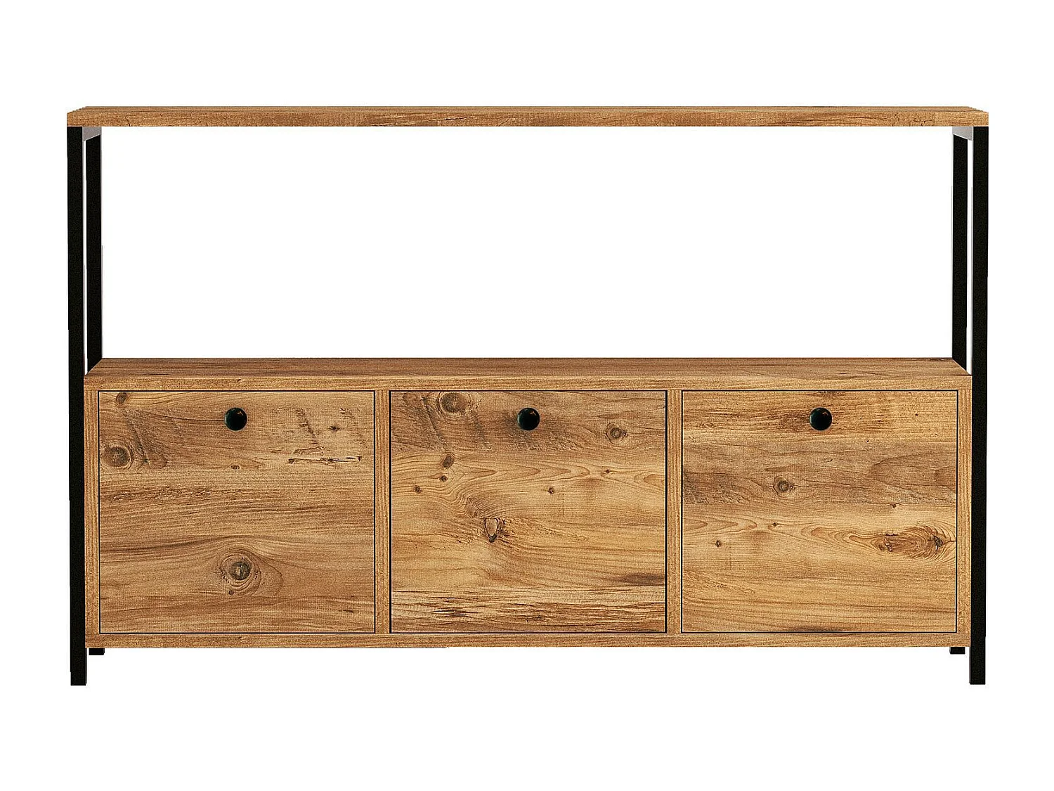 Buffet en bois "Nero" - 120 x 30 x 75 cm - Pin atlantique Noir