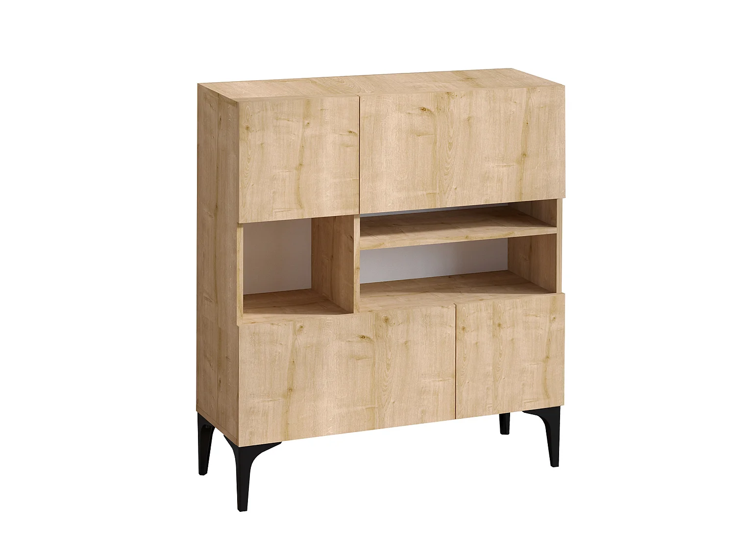 "Krista" Träbuffé - 100 x 35 x 125 cm - Safir Ek - 3 Hyllor, 4 Dörrar