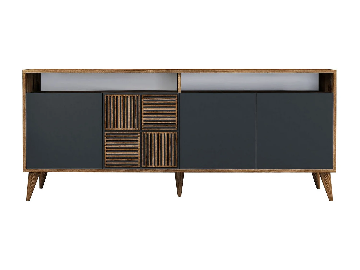 Buffet en bois "Milan" - 180 x 35 x 78 cm - Noyer Anthracite