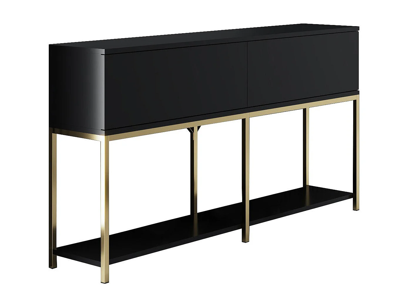 Houten dressoir "Lord" - 150 x 30 x 80 cm - Zwart/Goud