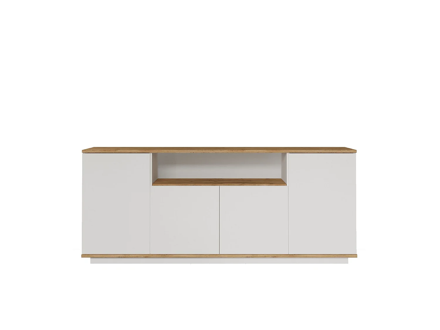 Modern Vit Tallrik Buffé i Tall "FR15" - 180 x 44 x 75 cm - 2 Dörrar, 1 Hylla
