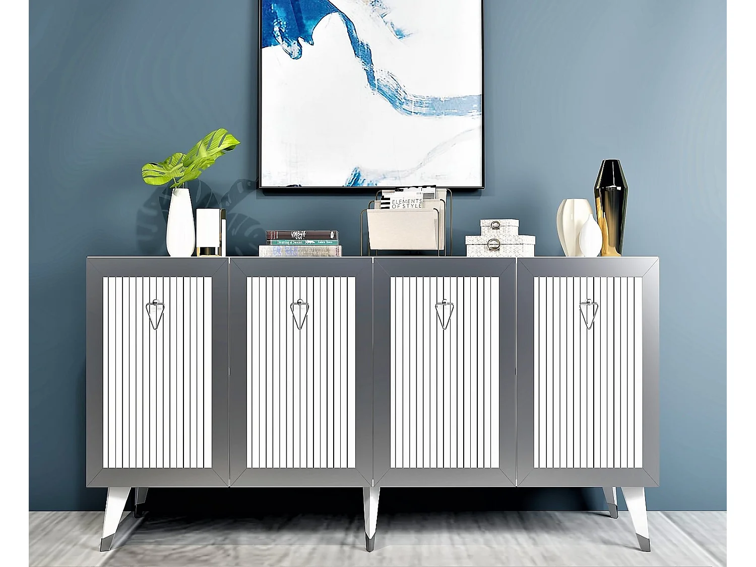 Buffet en bois "Bare" - 150 x 40 x 80 cm - Gris