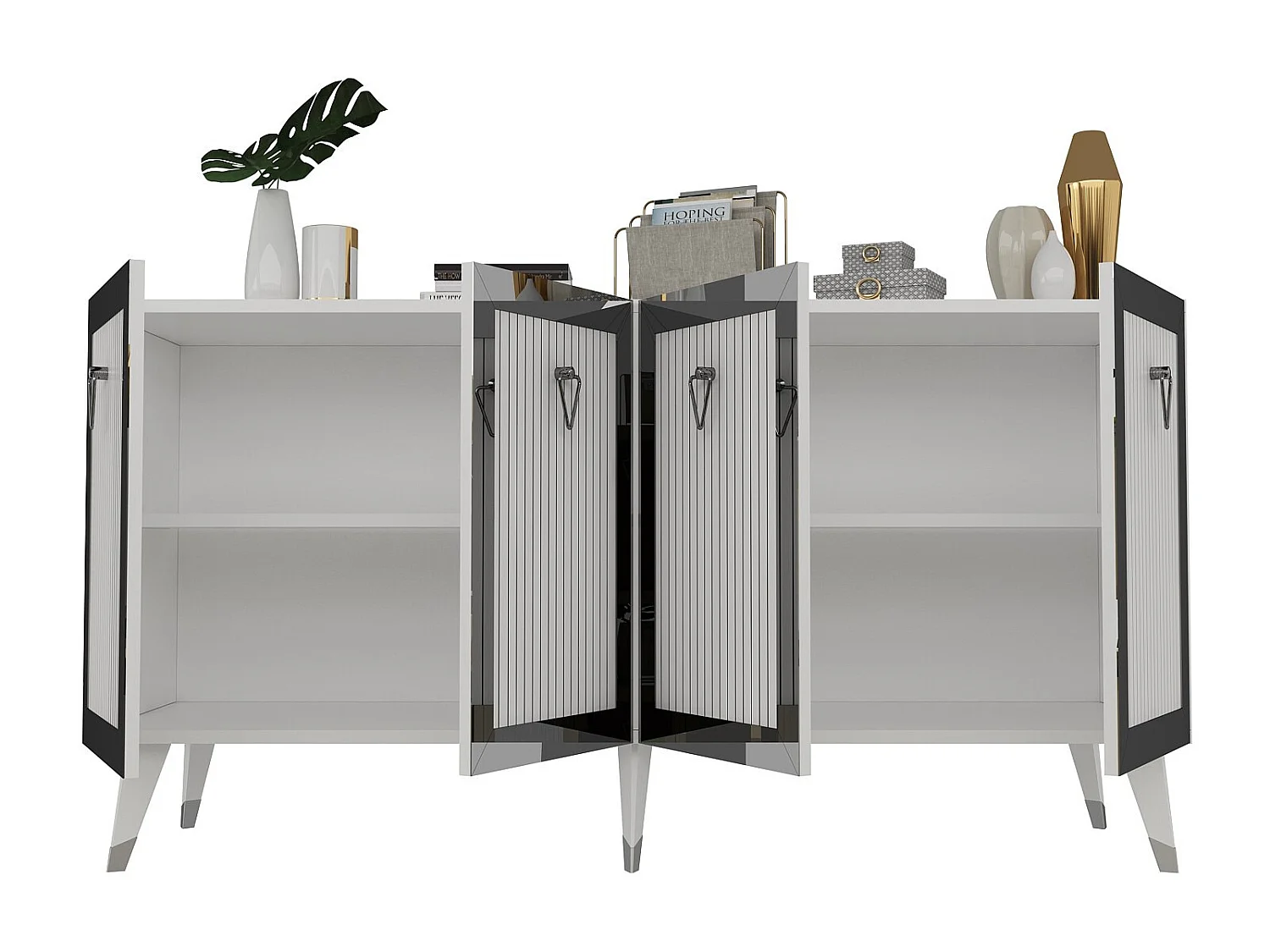 Buffet en bois "Bare" - 150 x 40 x 80 cm - Gris