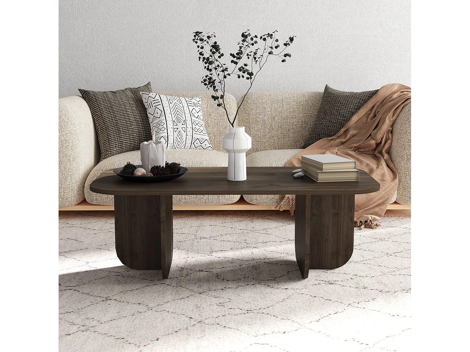 Table basse en bois "Becaj" - 120 x 60 x 41 cm - Noyer