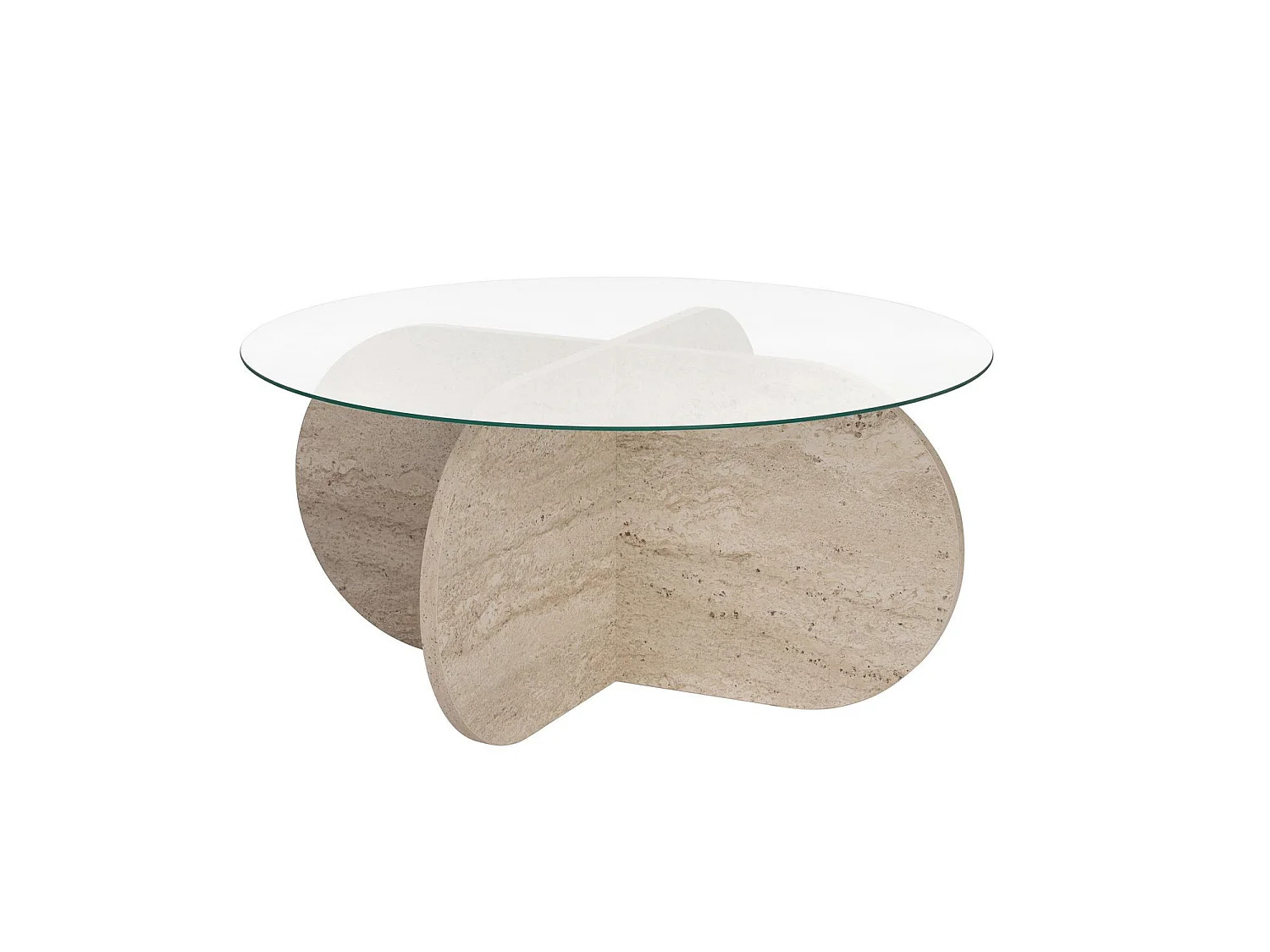 "Aeris" Trä Kaffebord - TravertinTransparent - 75 x 75 x 35 cm - Oval Form